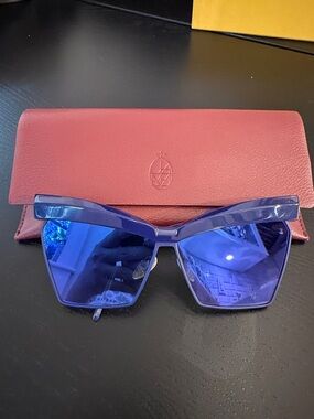 Jacques Marie Mage Blue Mirrored Cat-Eye Sunglasses